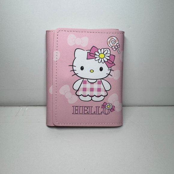 Hello Kitty Pink Wallet Pink checkered dress tri-fold wallet - Picture 1 of 9